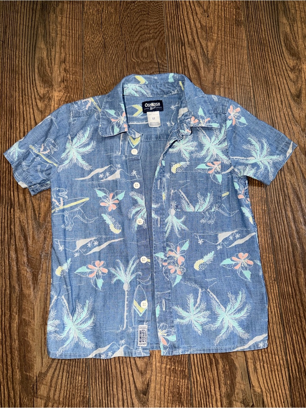 OshKosh B'gosh Boys' denim Tropical Short-Sleeve button down Shirt